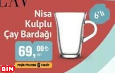 LAV NİSA  KULPLU  ÇAY BARDAĞI